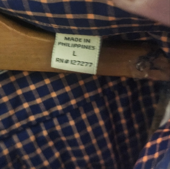 Donald Ross Button Shirt Mens LG Blue/ Orange Checkered Long Sleeve Button Down - Picture 2 of 8